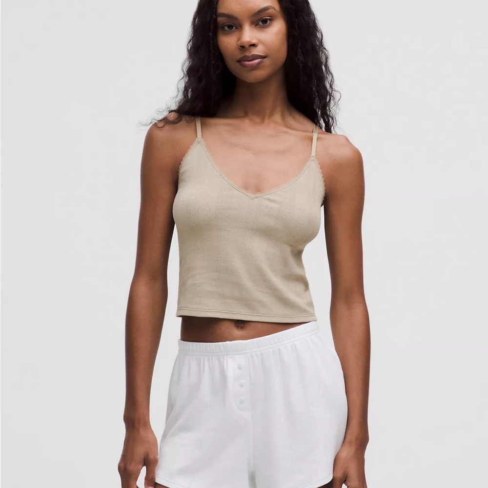 NWT Lululemon Cotton Pointelle Cropped Cami Tank Top